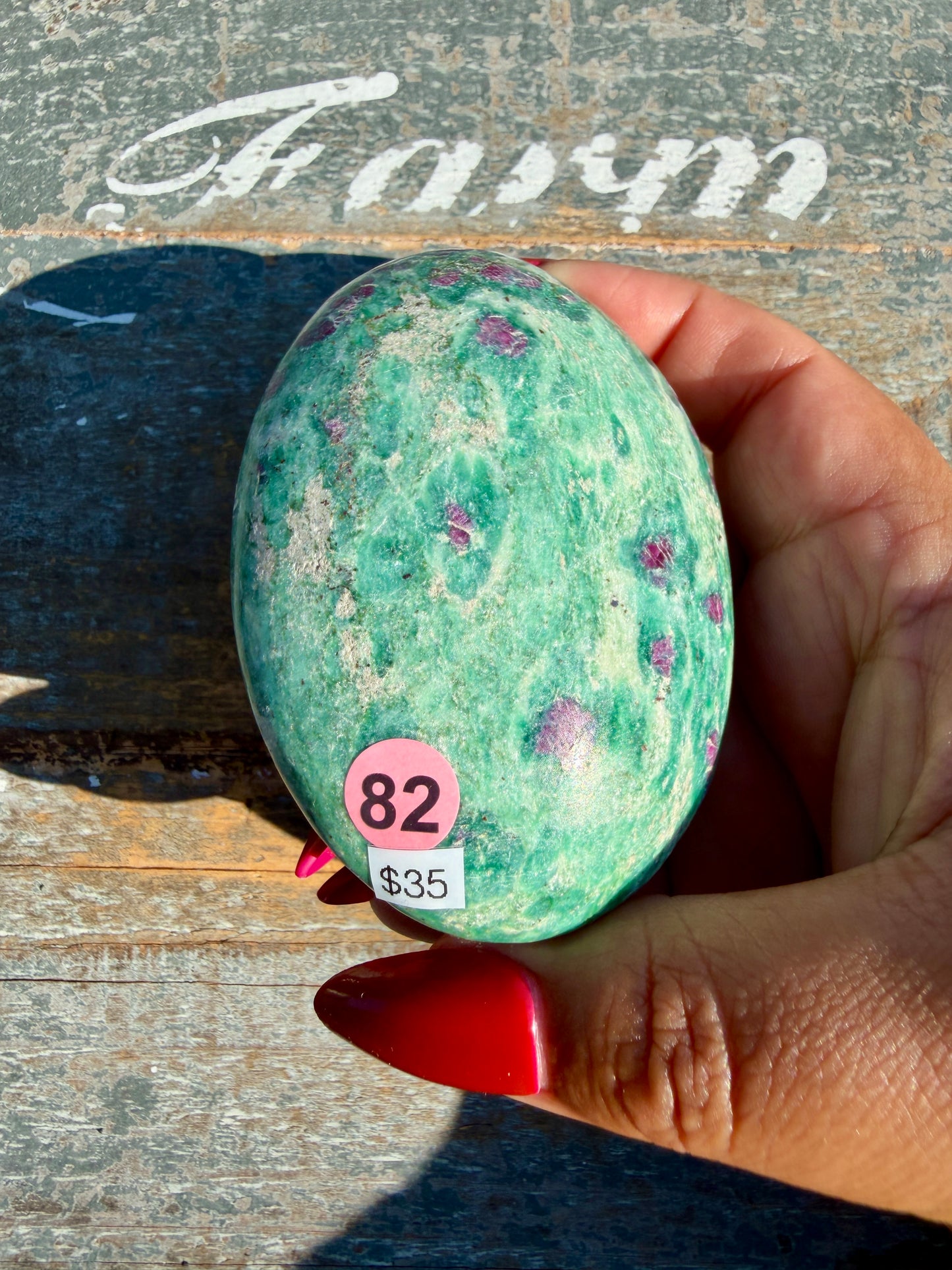 Gorgeous Ruby in Fuchsite Palm Stone | India | Opt 82