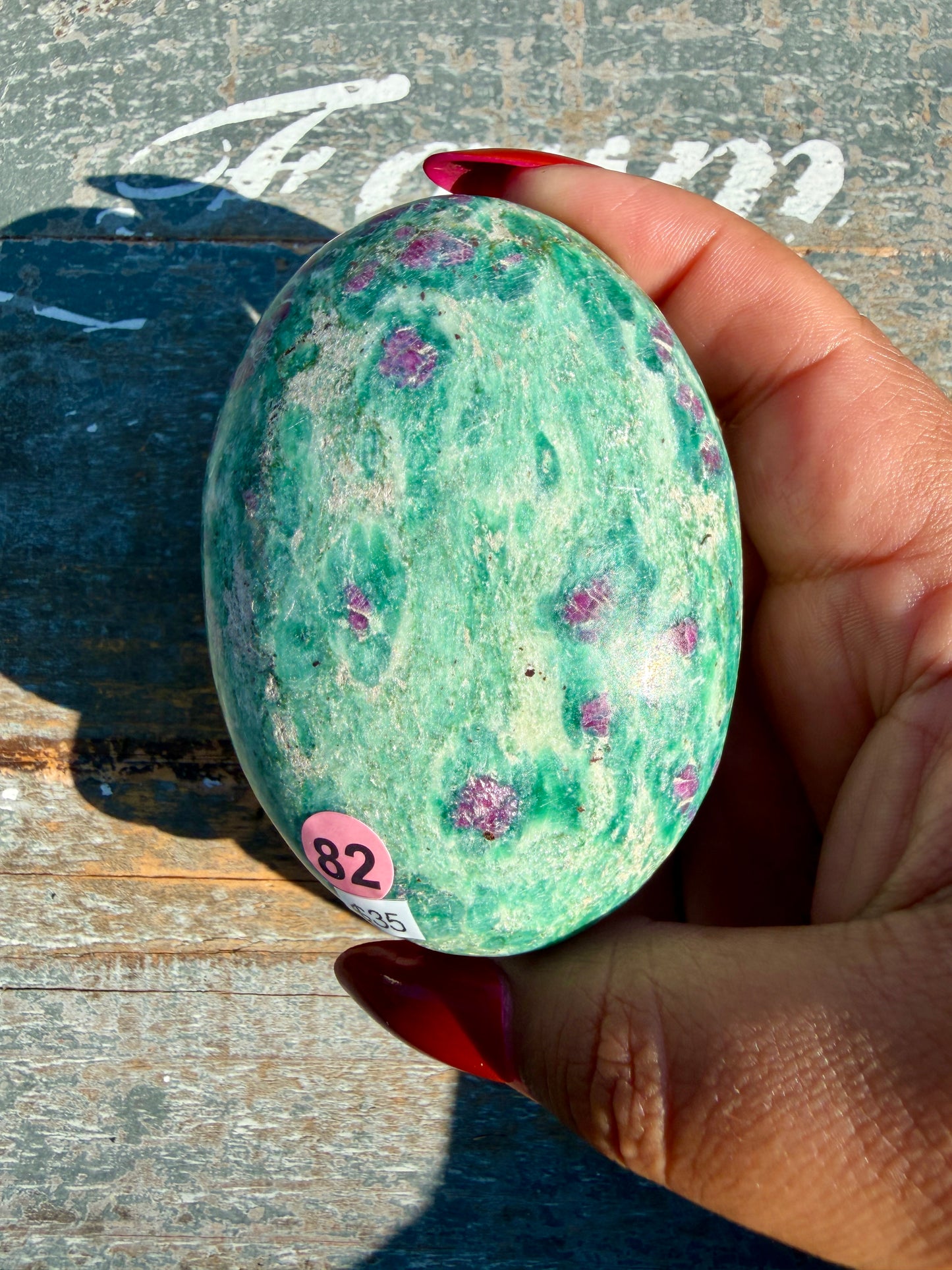 Gorgeous Ruby in Fuchsite Palm Stone | India | Opt 82