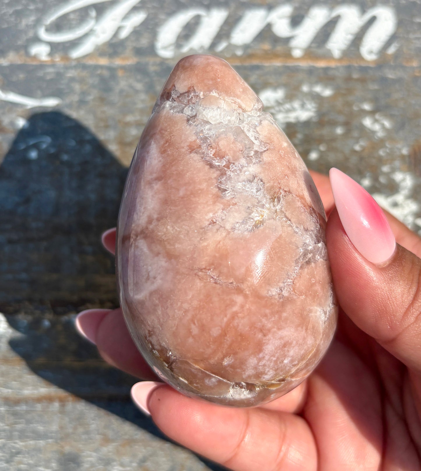 Gorgeous Flower Agate in Pink Amethyst Egg | Opt B