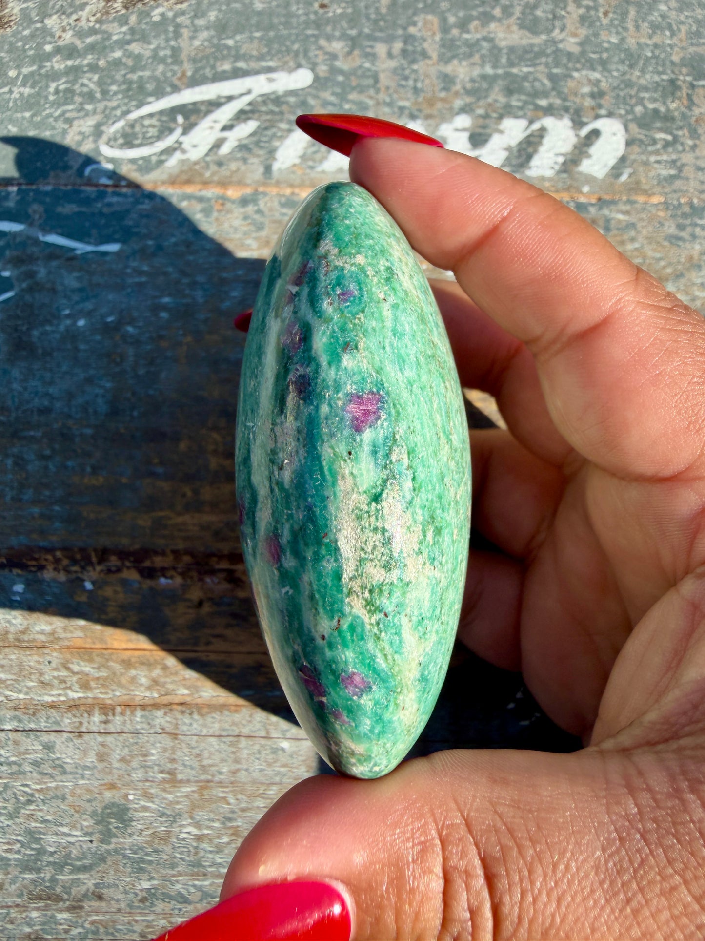 Gorgeous Ruby in Fuchsite Palm Stone | India | Opt 82