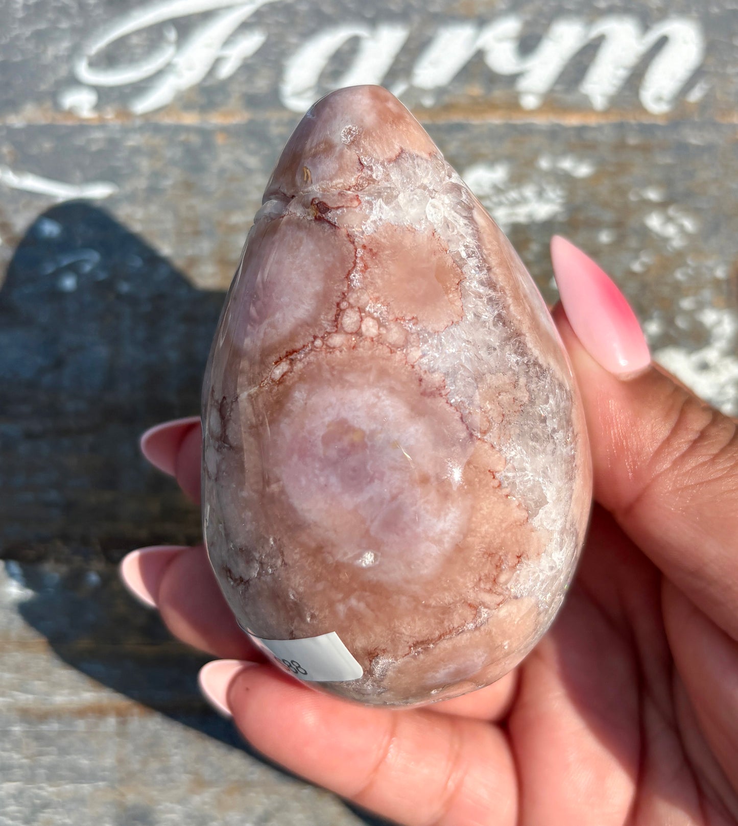 Gorgeous Flower Agate in Pink Amethyst Egg | Opt B