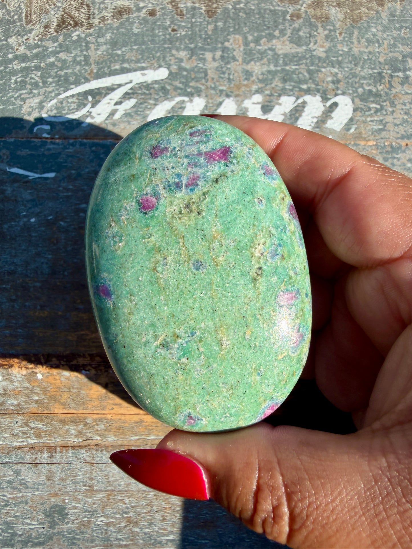 Gorgeous Ruby in Fuchsite Palm Stone | India | Opt 81