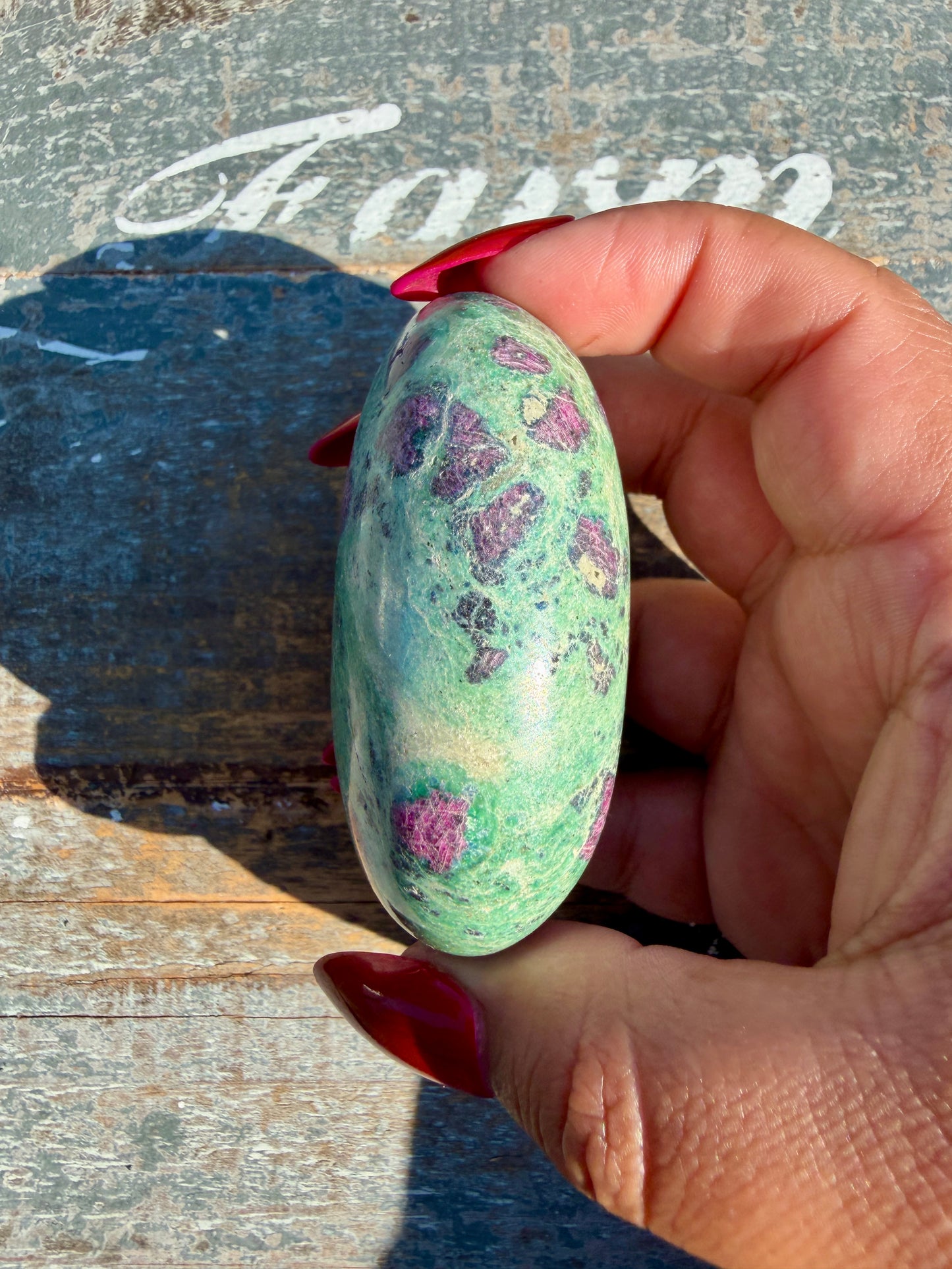 Gorgeous Ruby in Fuchsite Palm Stone | India | Opt 93