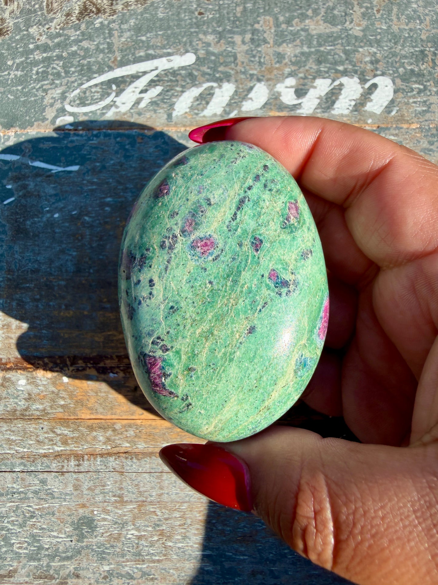 Gorgeous Ruby in Fuchsite Palm Stone | India | Opt 93