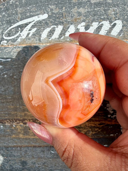 Gorgeous Carnelian/Orca Agate Sphere | Opt 6