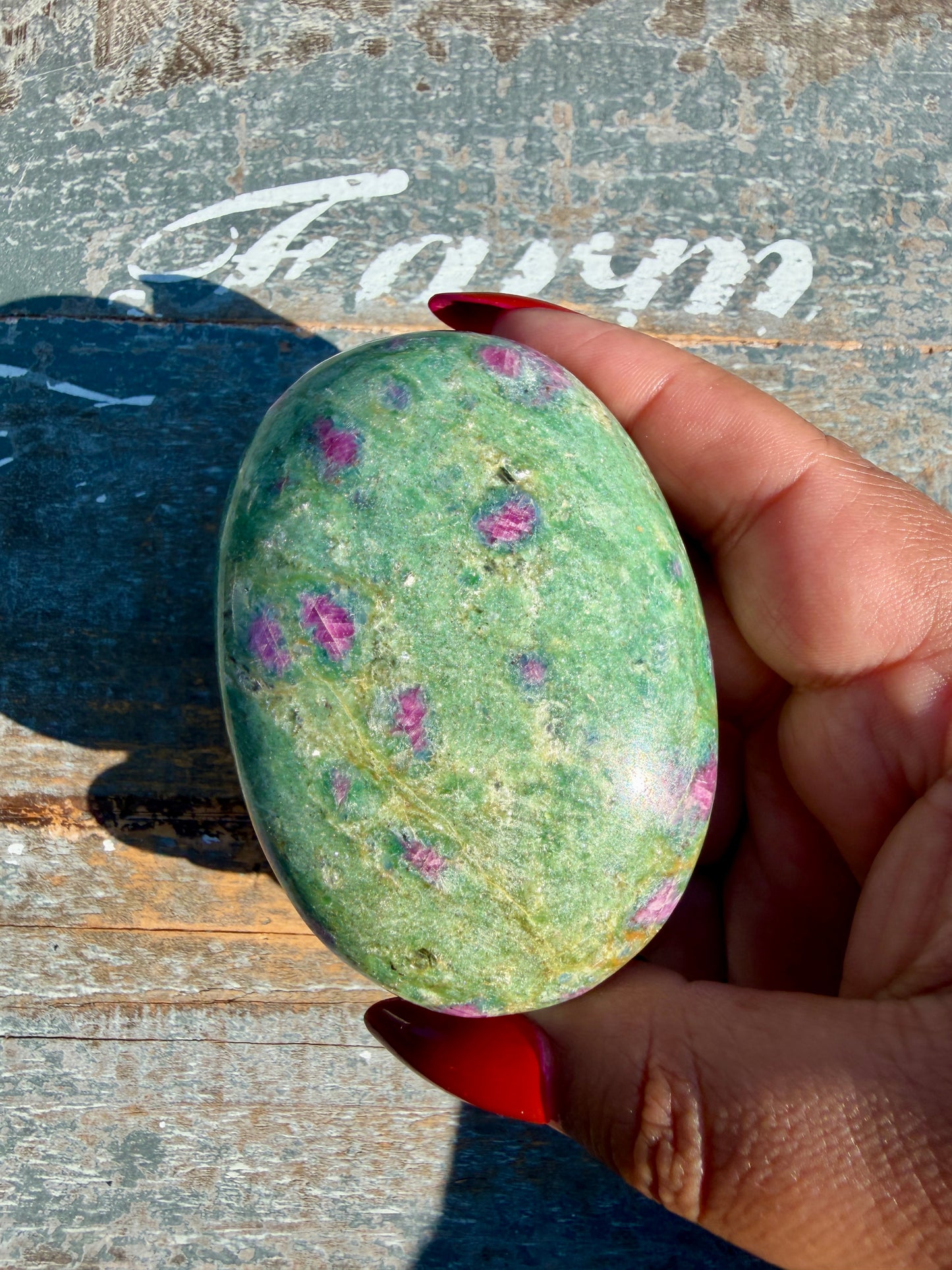 Gorgeous Ruby in Fuchsite Palm Stone | India | Opt 80