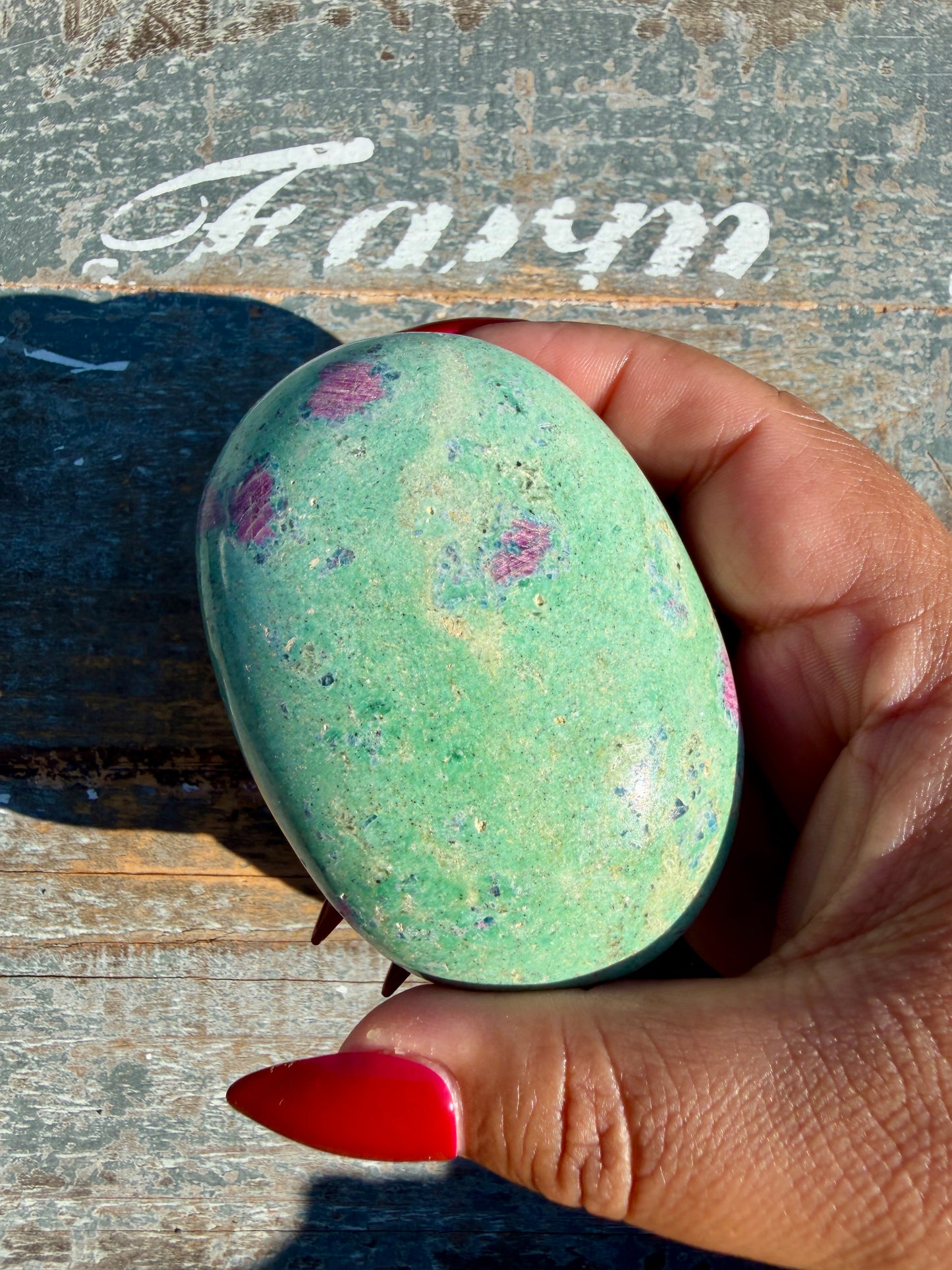 Gorgeous Ruby in Fuchsite Palm Stone | India | Opt 79
