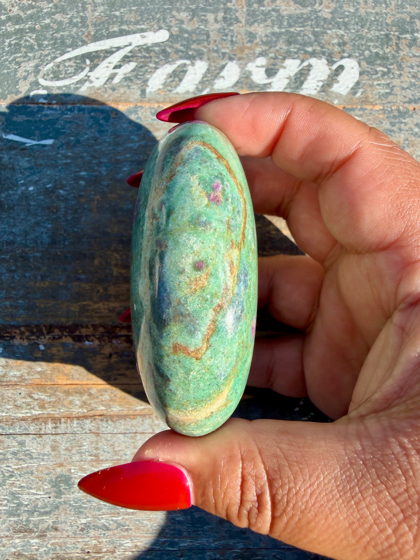 Gorgeous Ruby in Fuchsite Palm Stone | India | Opt 78