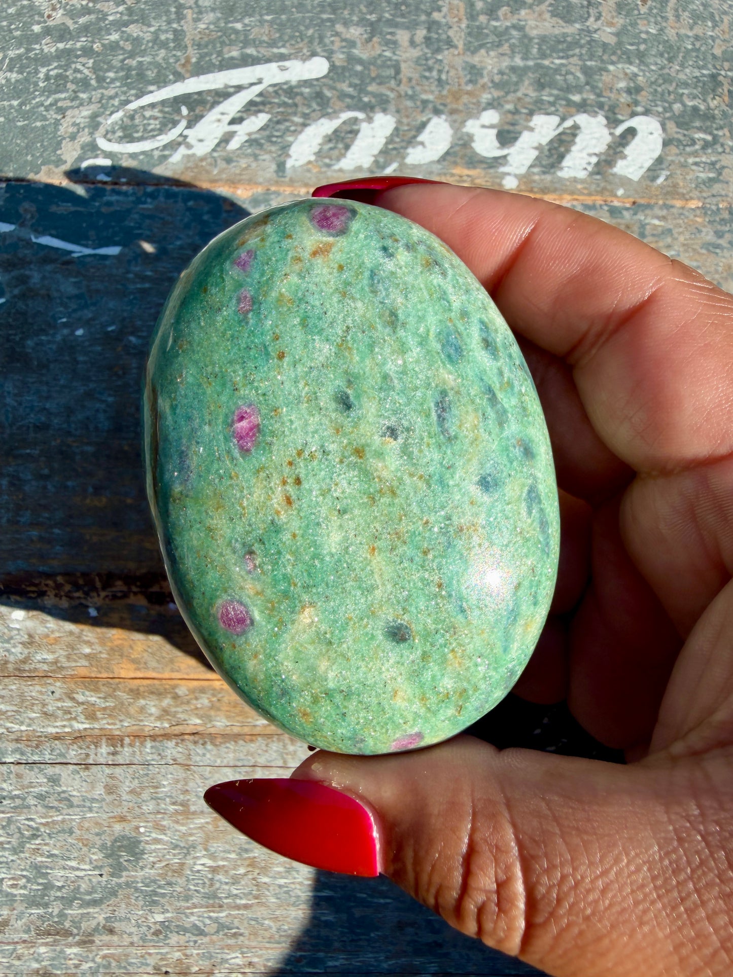 Gorgeous Ruby in Fuchsite Palm Stone | India | Opt 78