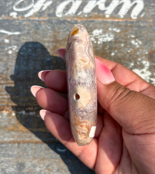 Gorgeous Flower Agate in Pink Amethyst Palm Stone | Opt I