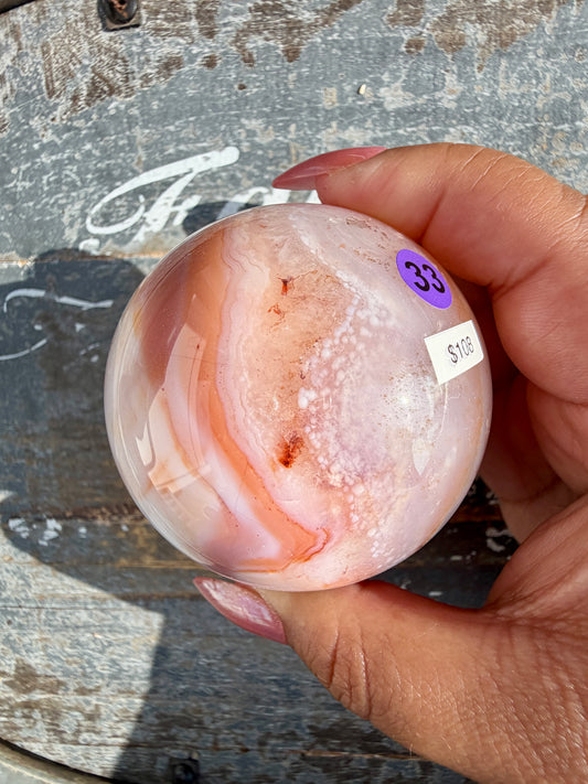 Gorgeous Carnelian/Orca Agate Sphere | Opt 33