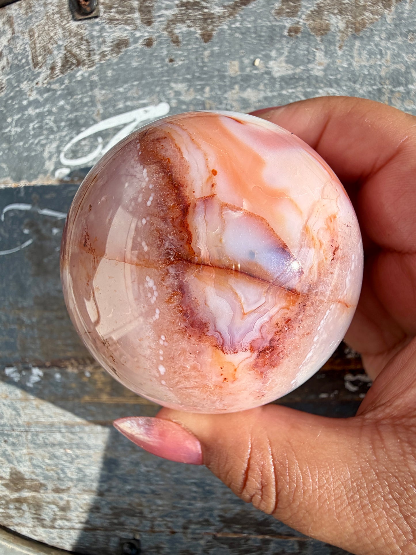 Gorgeous Carnelian/Orca Agate Sphere | Opt 33
