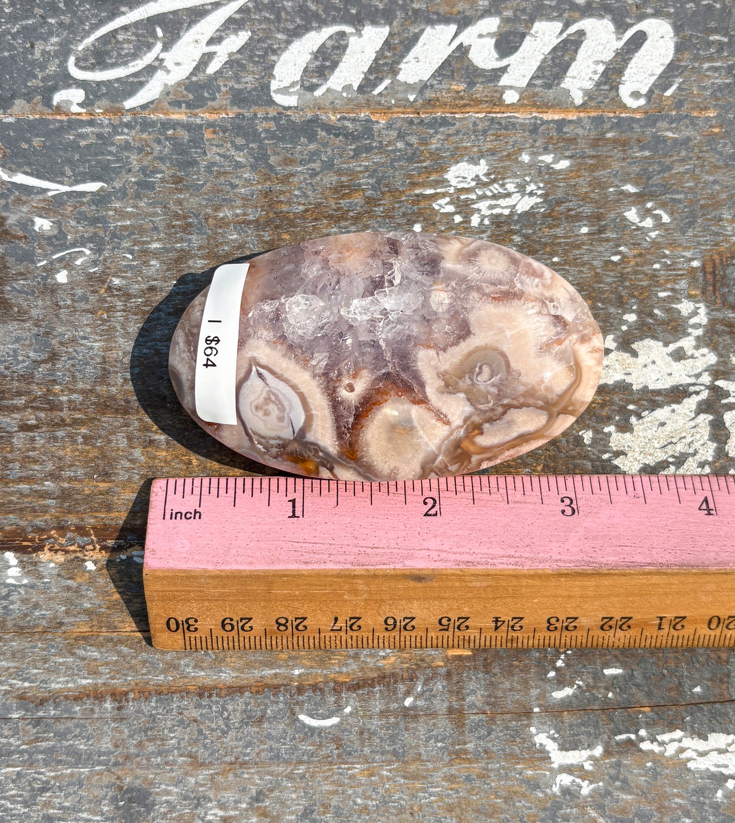 Gorgeous Flower Agate in Pink Amethyst Palm Stone | Opt I