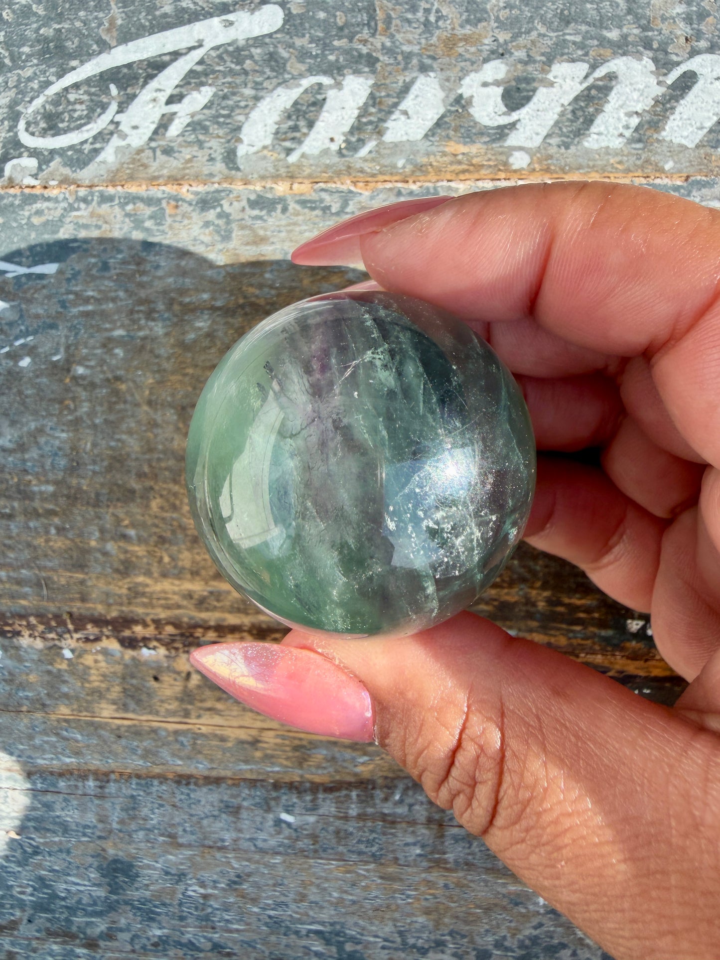 Gorgeous Rainbow Fluorite Small Sphere | Opt A