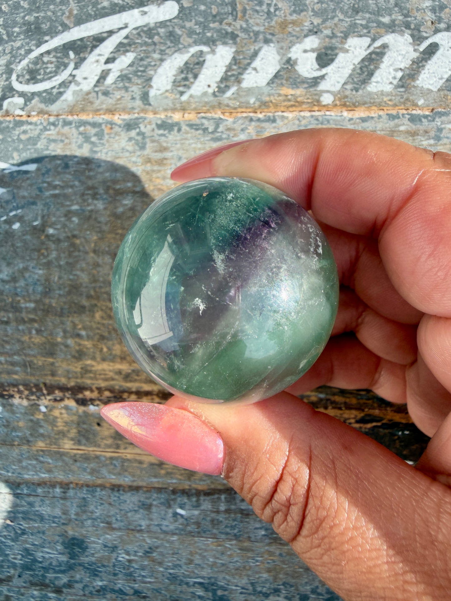 Gorgeous Rainbow Fluorite Small Sphere | Opt A