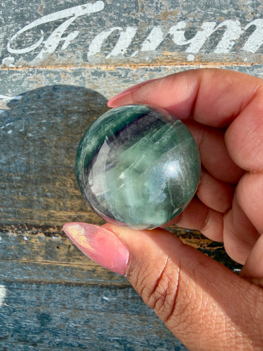 Gorgeous Rainbow Fluorite Small Sphere | Opt A