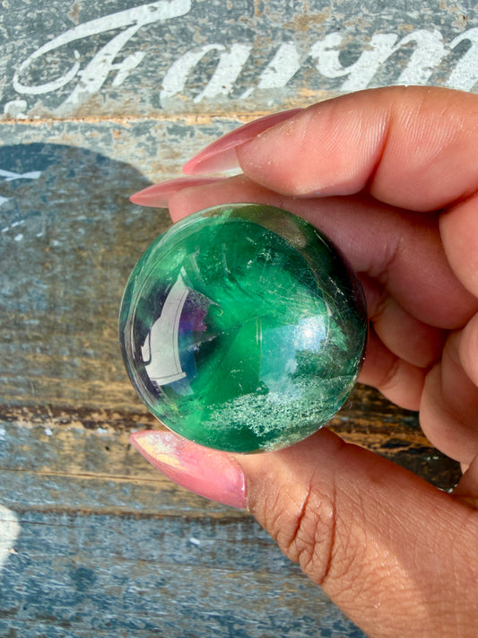 Gorgeous Rainbow Fluorite Small Sphere | Opt E
