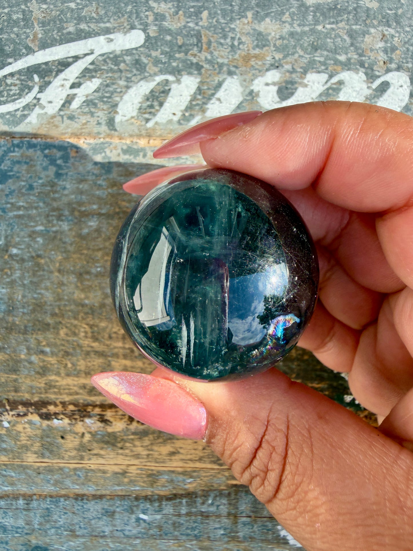 Gorgeous Rainbow Fluorite Small Sphere | Opt F