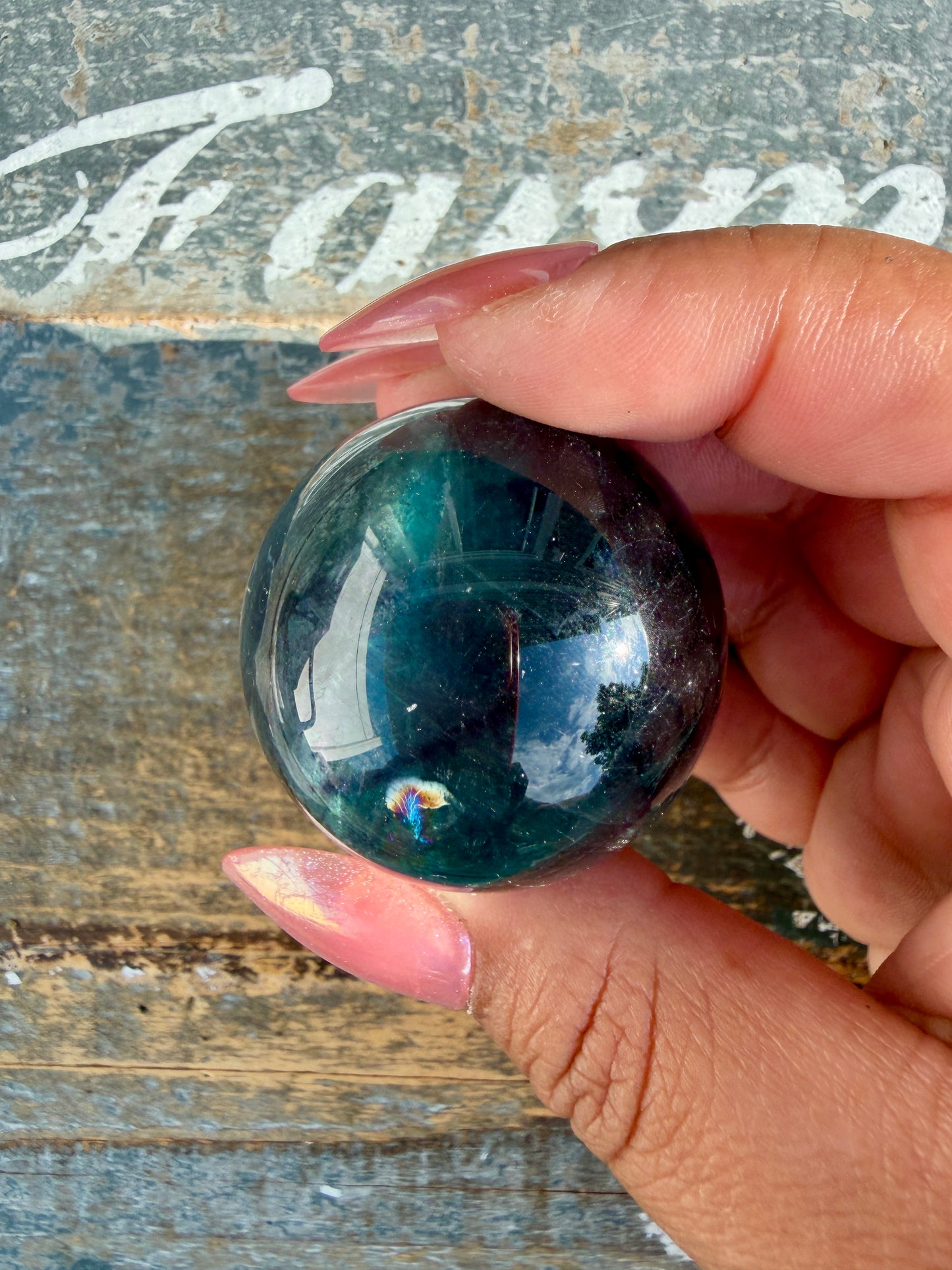 Gorgeous Rainbow Fluorite Small Sphere | Opt F