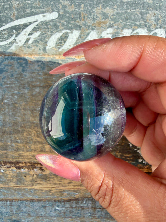 Gorgeous Rainbow Fluorite Small Sphere | Opt F