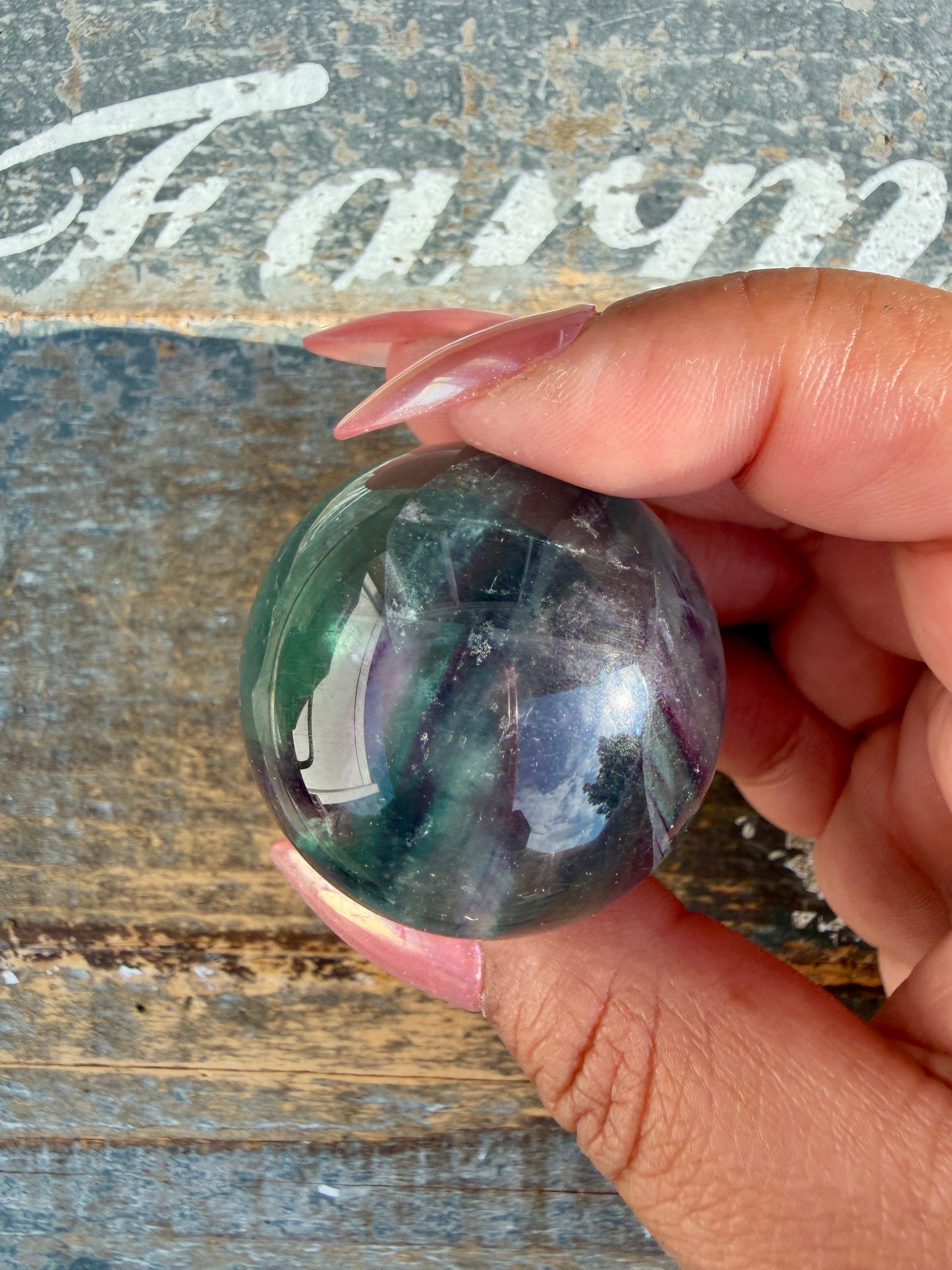 Gorgeous Rainbow Fluorite Small Sphere | Opt K
