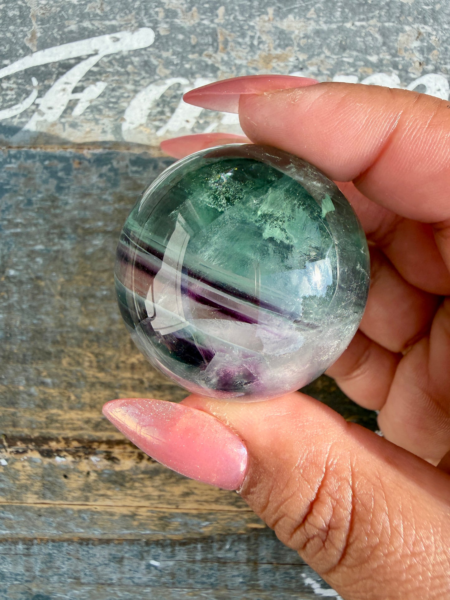 Gorgeous Rainbow Fluorite Small Sphere | Opt J