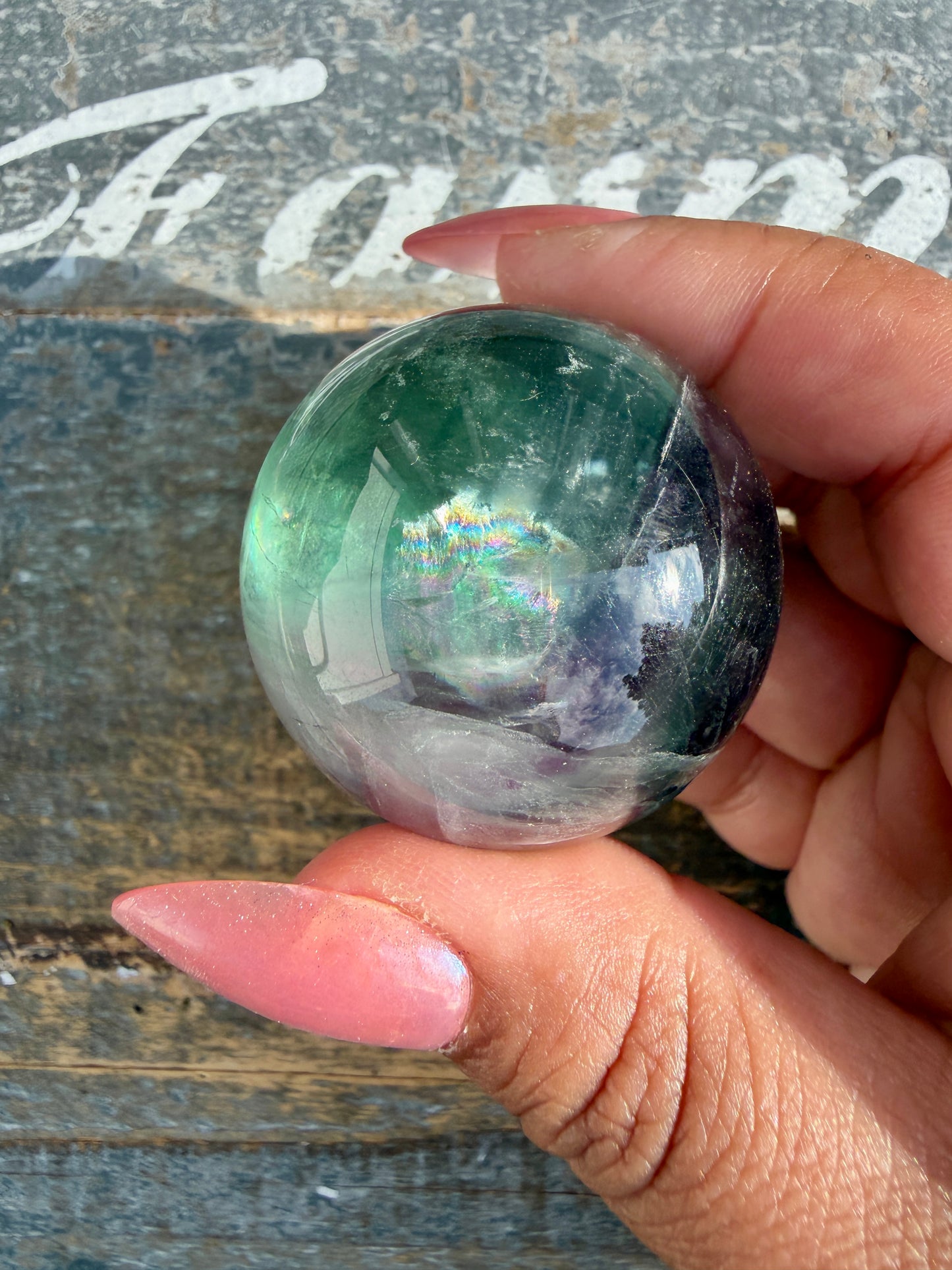 Gorgeous Rainbow Fluorite Small Sphere | Opt J