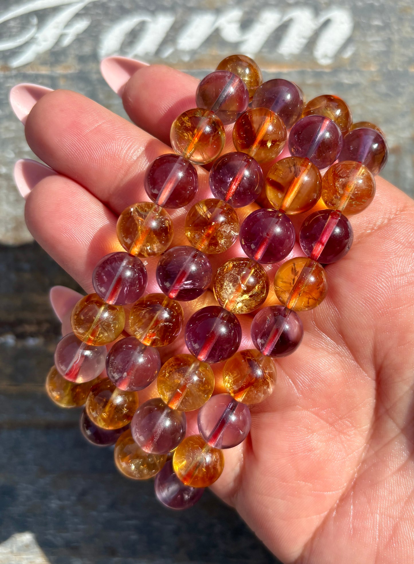 One (1) Citrine & Amethyst Bracelet | Wrist Size 6.5-6.75" | 10mm
