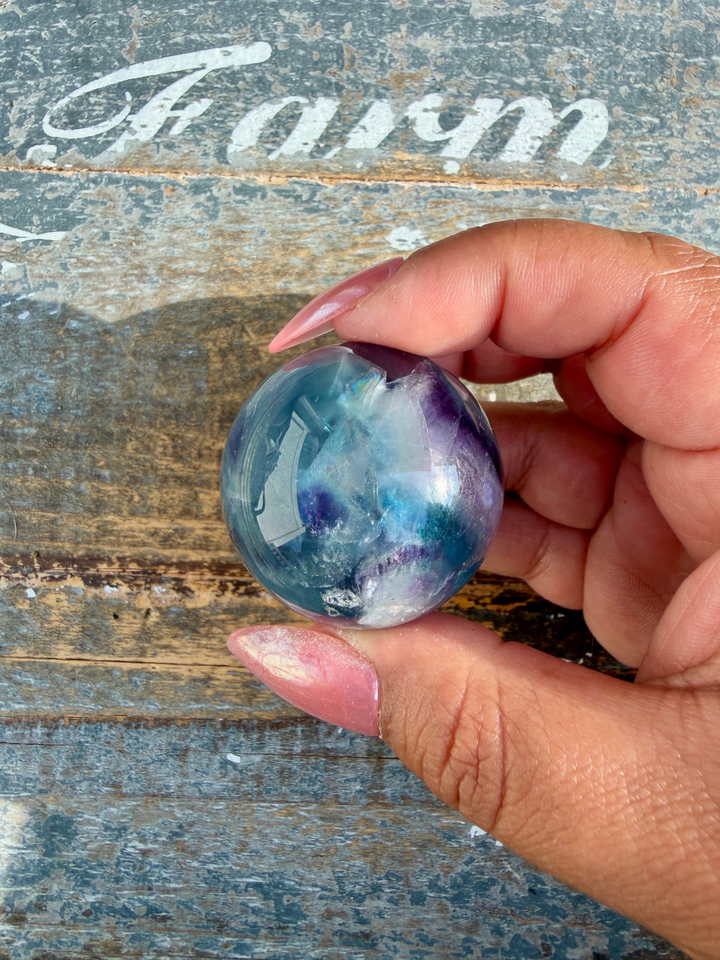 Gorgeous Rainbow Fluorite Small Sphere | Opt H