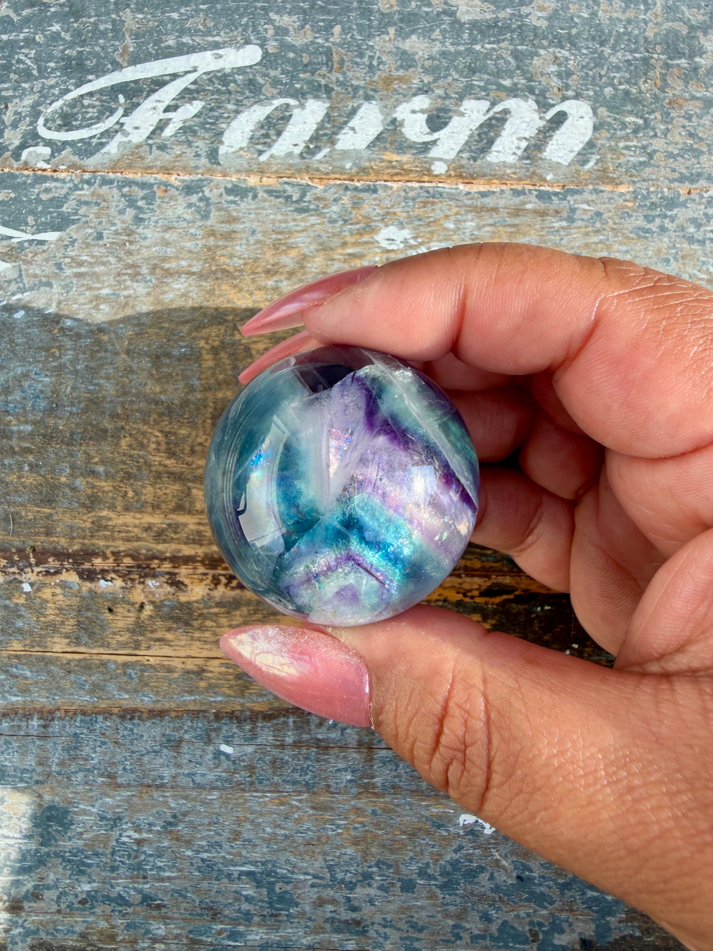 Gorgeous Rainbow Fluorite Small Sphere | Opt H