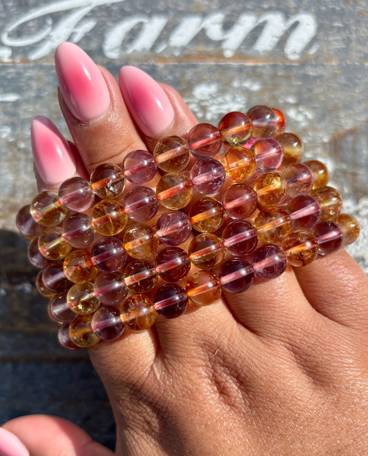 One (1) Citrine & Amethyst Bracelet | Wrist Size 6.25" | 8mm