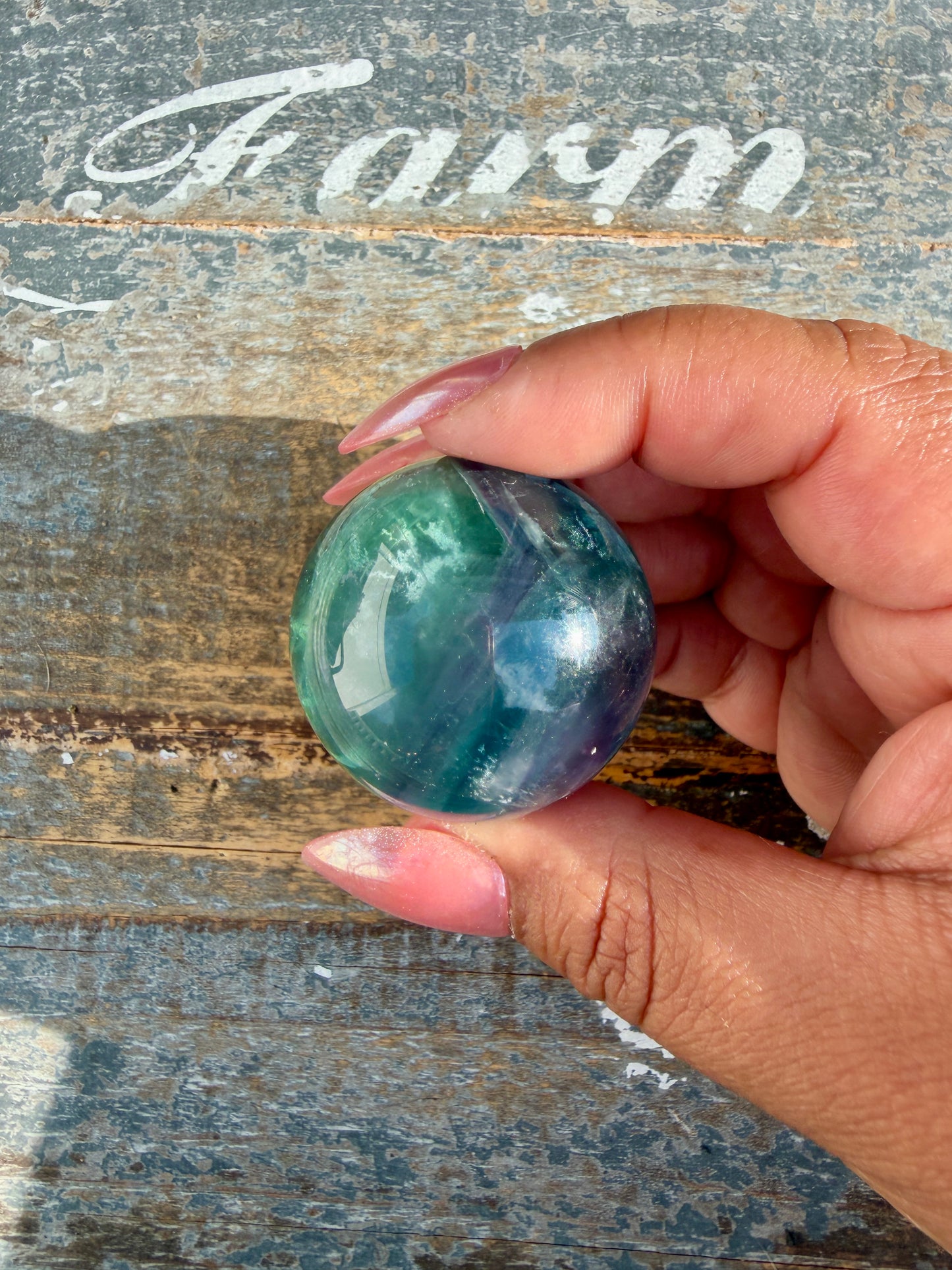 Gorgeous Rainbow Fluorite Small Sphere | Opt G