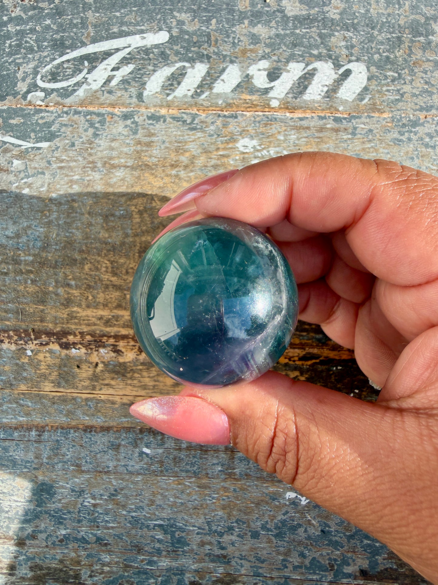 Gorgeous Rainbow Fluorite Small Sphere | Opt G
