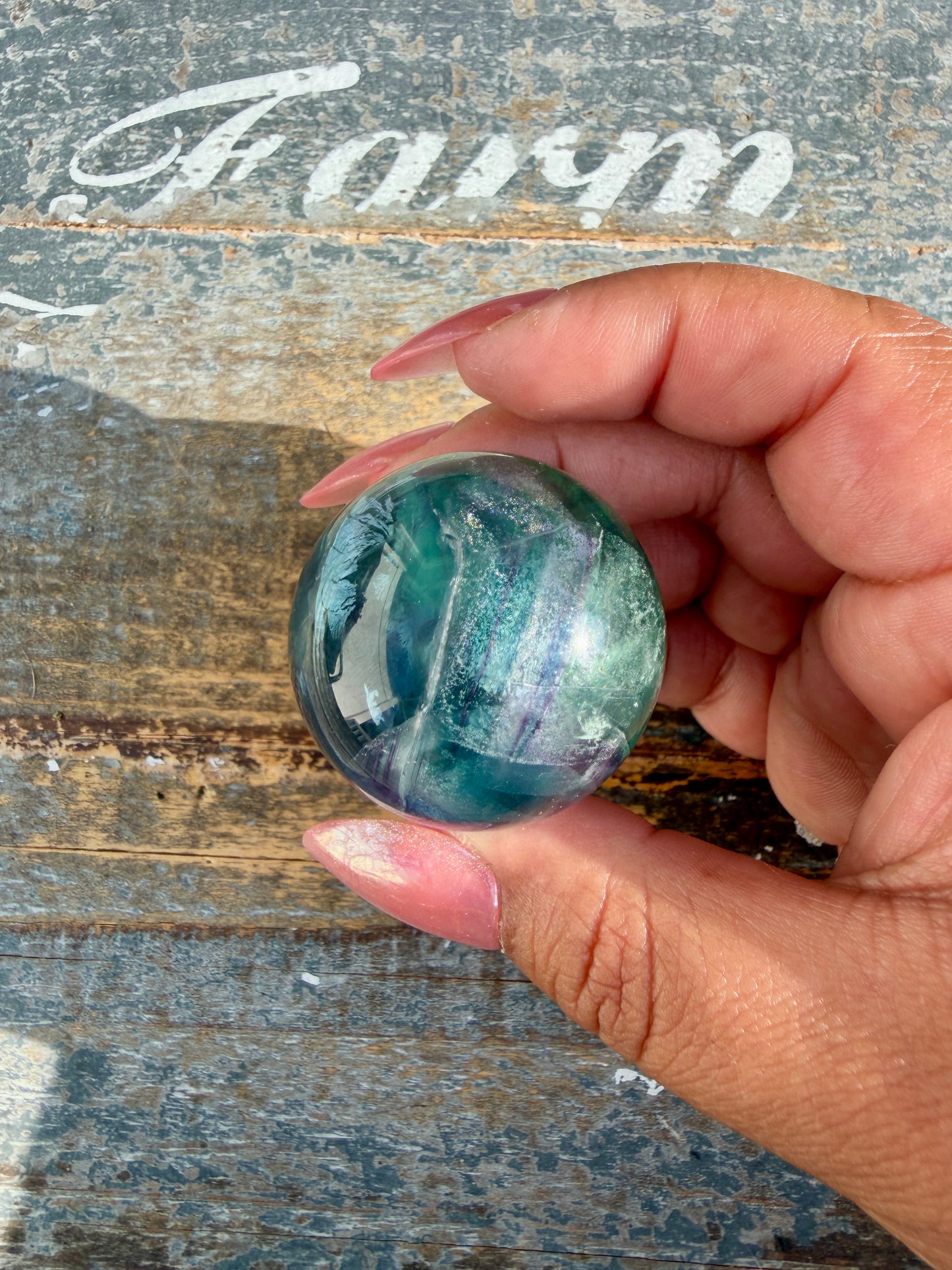 Gorgeous Rainbow Fluorite Small Sphere | Opt G