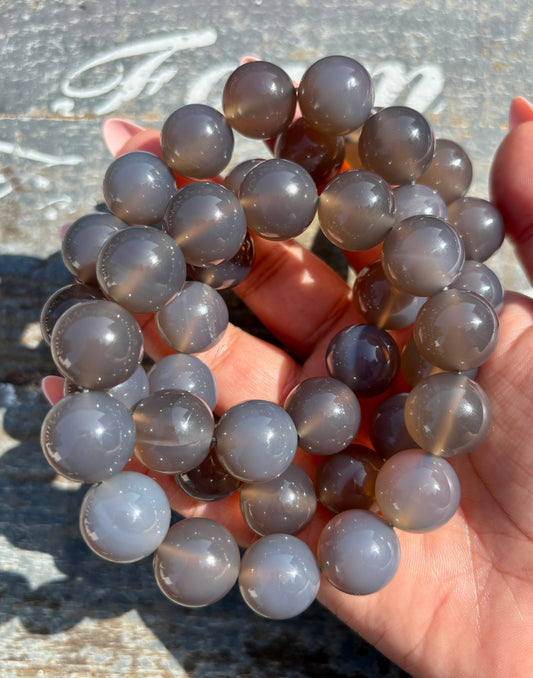 One (1) Smoky Purple Chalcedony Bracelet | Wrist Size 7" | 16mm