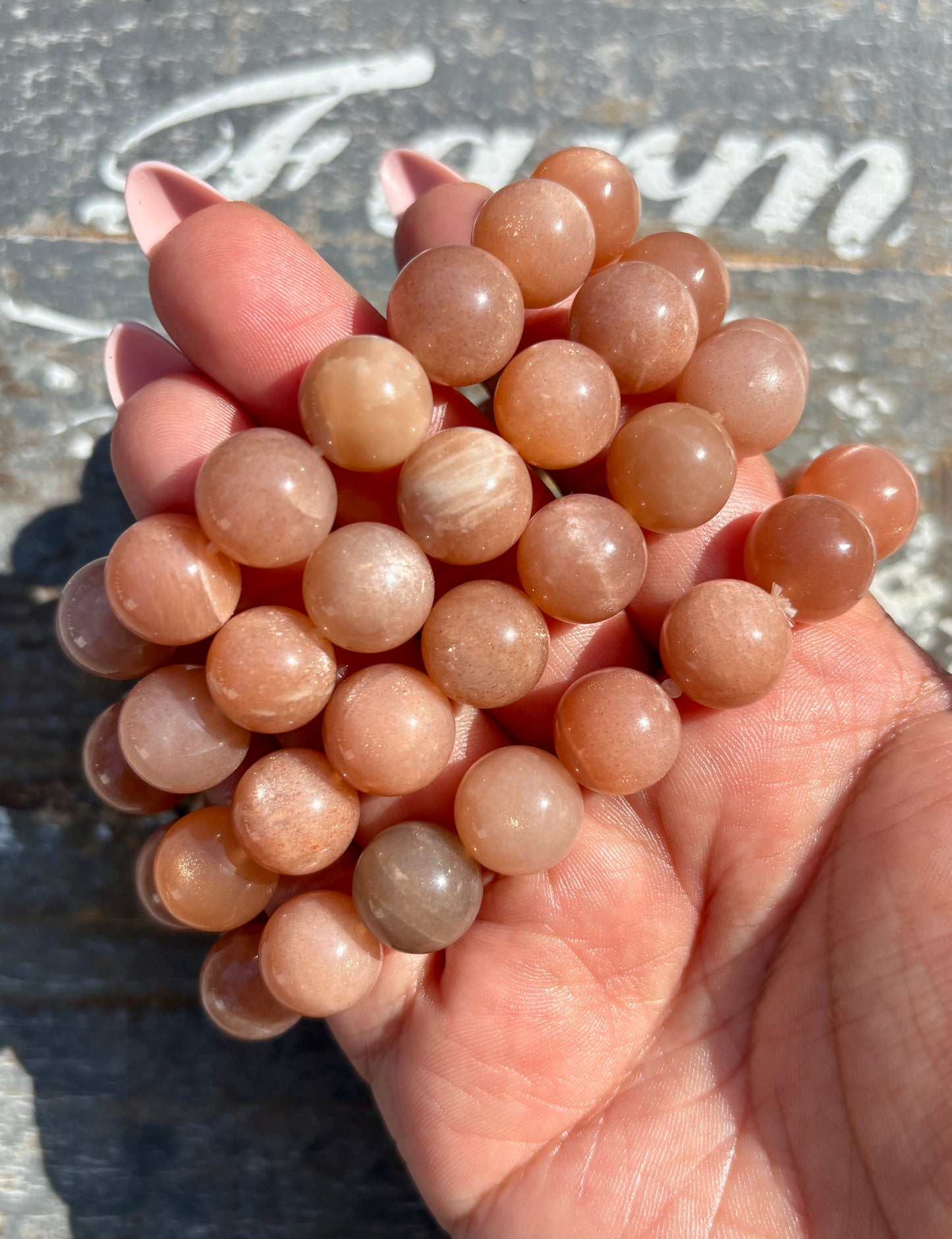 One (1) Rose Gold Moonstone Bracelet | Wrist Size 6.25-6.5" | 12mm
