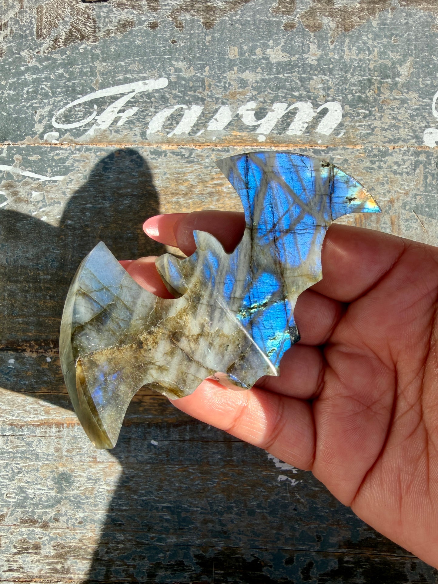 Flashy Labradorite Bat from Madagascar | Opt R