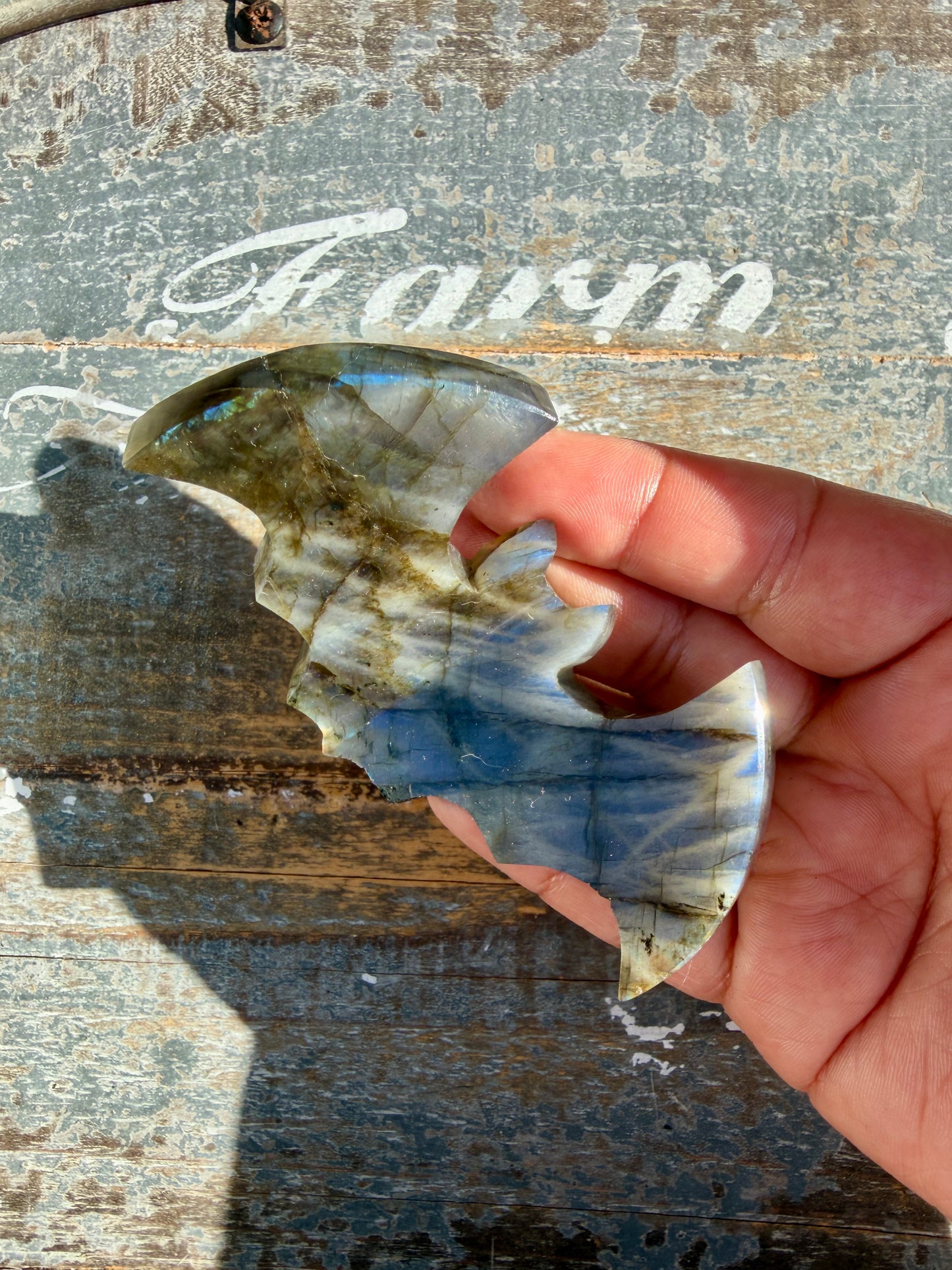 Flashy Labradorite Bat from Madagascar | Opt R