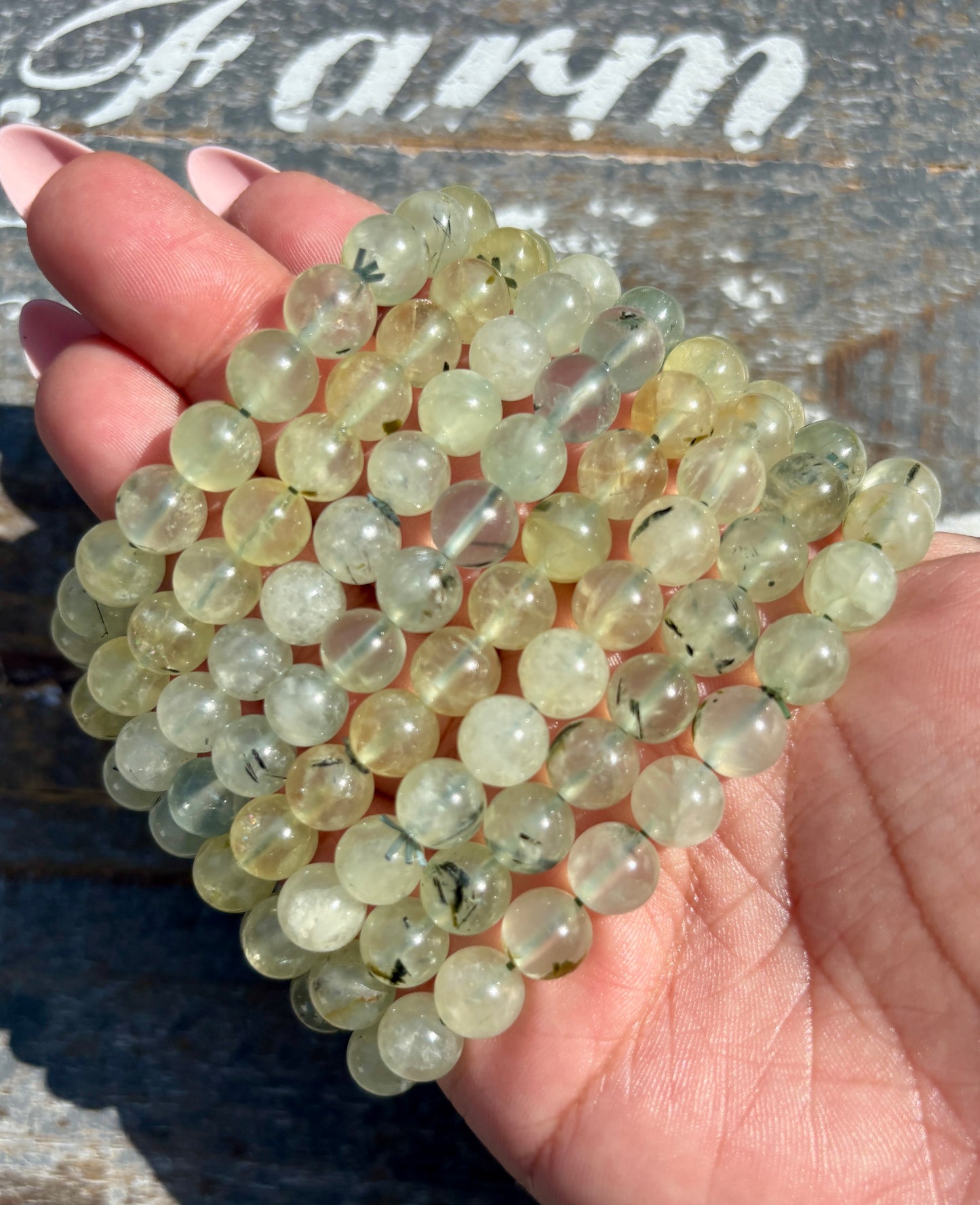 One (1) Prehnite Bracelet | Wrist Size 6.25" | 8mm