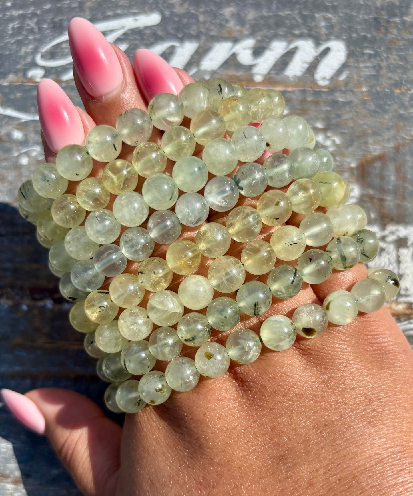 One (1) Prehnite Bracelet | Wrist Size 6.25" | 8mm