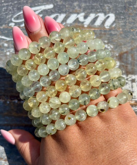 One (1) Prehnite Bracelet | Wrist Size 6.25" | 8mm