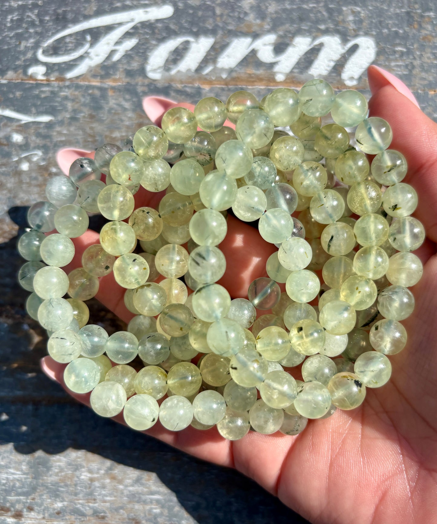 One (1) Prehnite Bracelet | Wrist Size 6.25" | 8mm