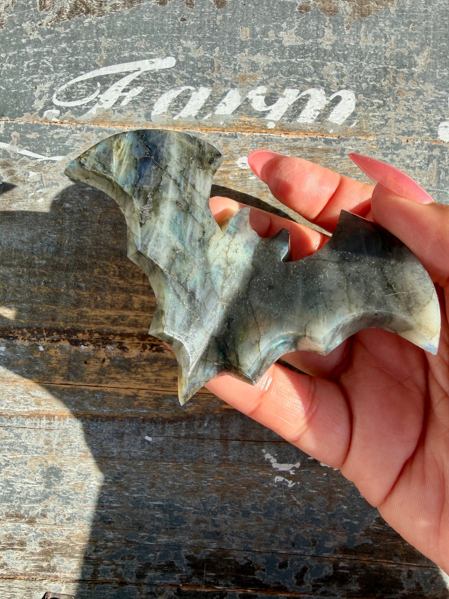 Flashy Labradorite Bat from Madagascar | Opt N