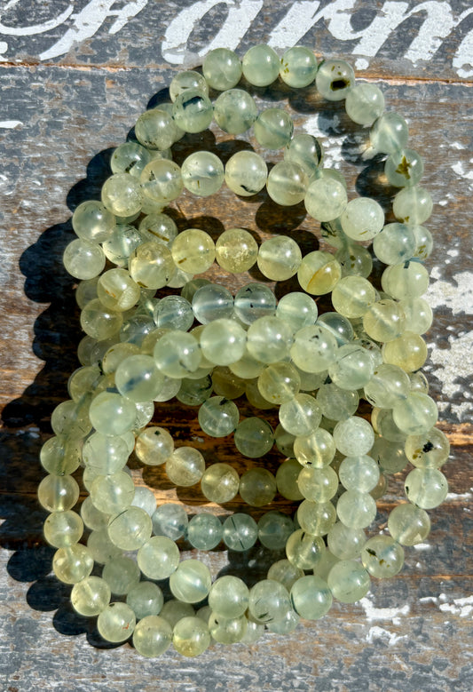 One (1) Prehnite Bracelet | Wrist Size 6.25" | 8mm