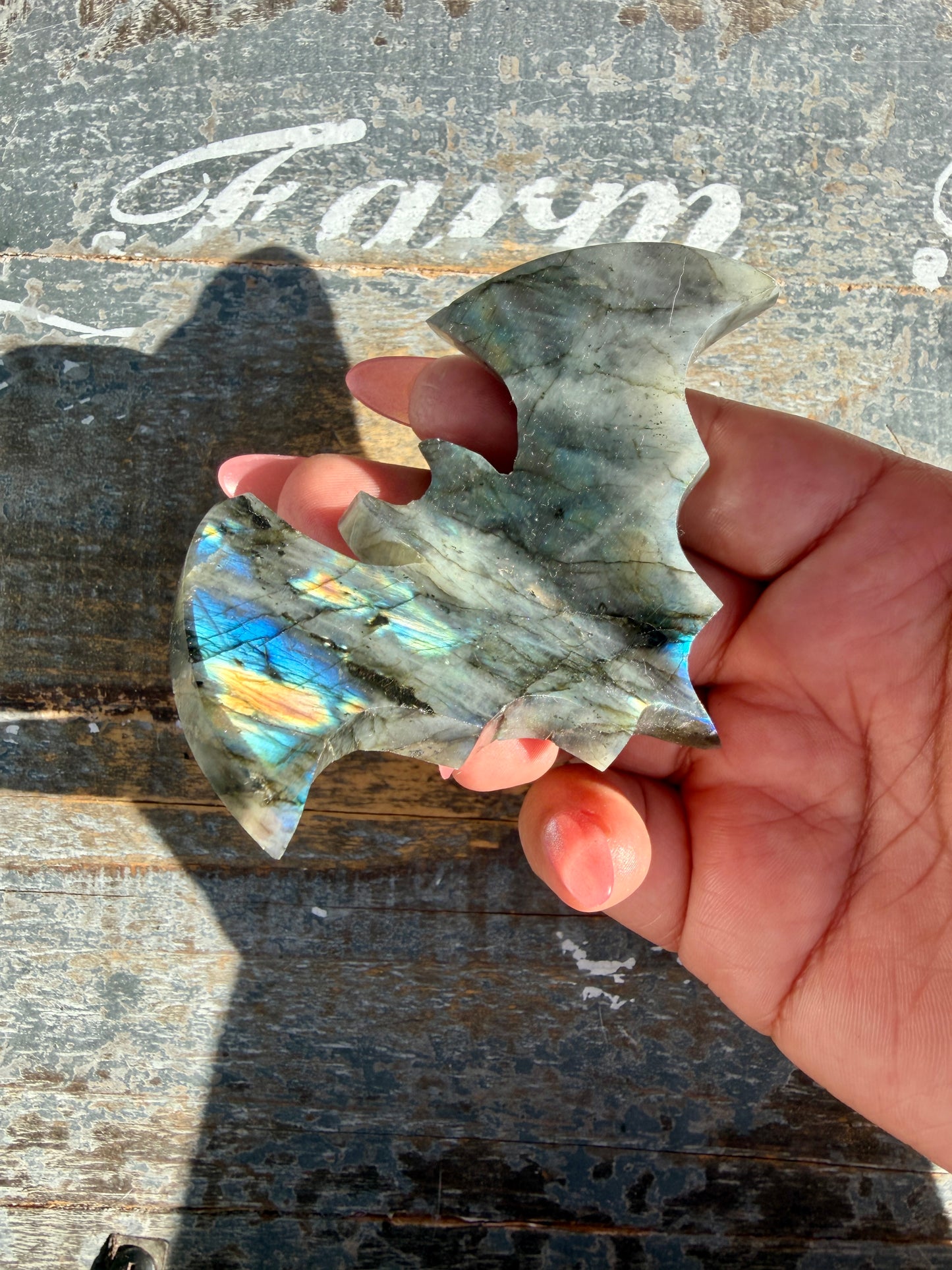 Flashy Labradorite Bat from Madagascar | Opt N