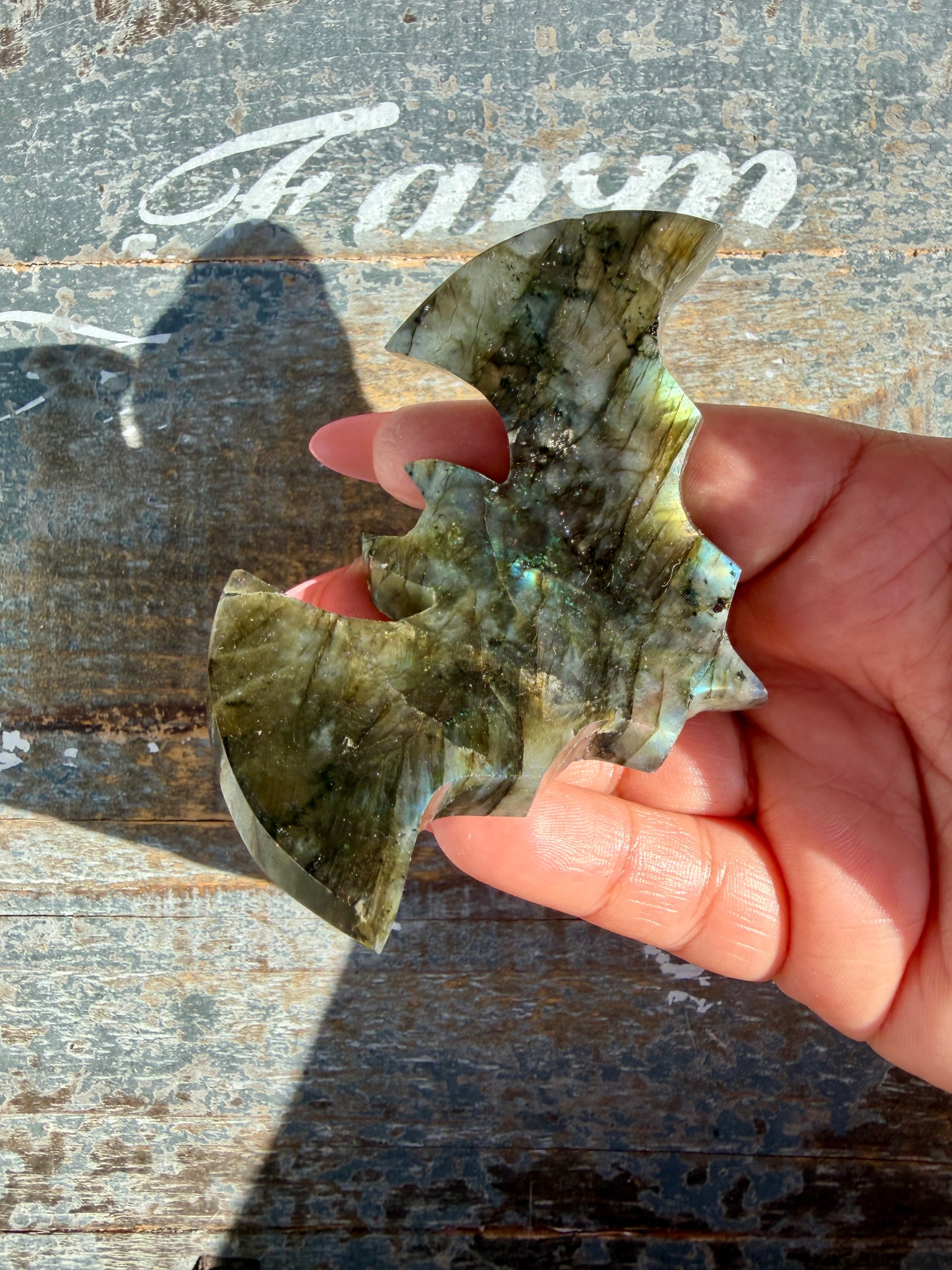 Flashy Labradorite Bat from Madagascar | Opt H