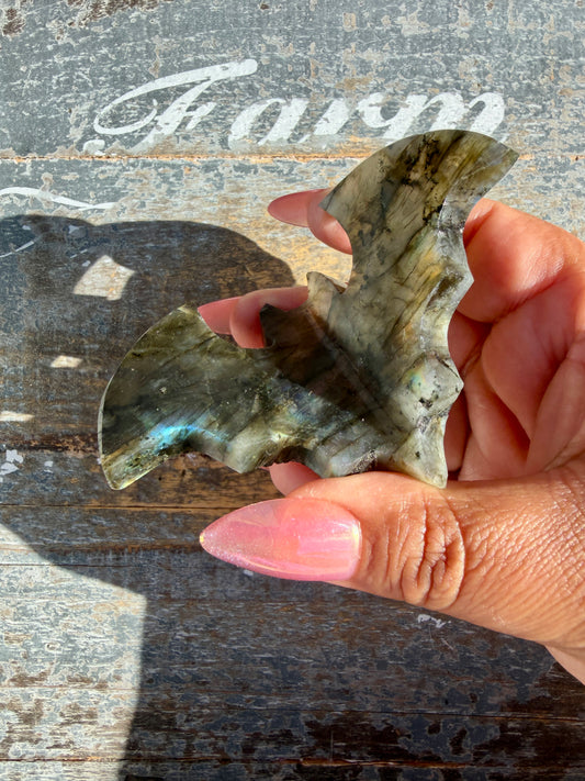 Flashy Labradorite Bat from Madagascar | Opt H