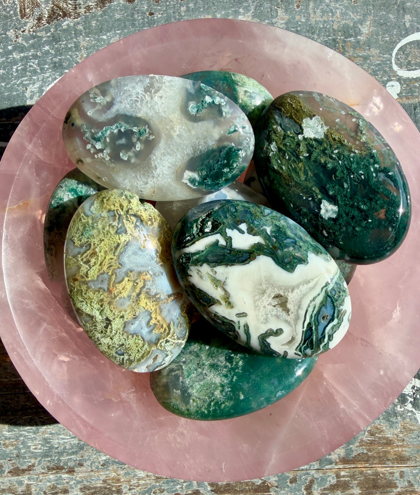 One (1) Gorgeous Moss Agate Palmstone | Intuitively Chosen
