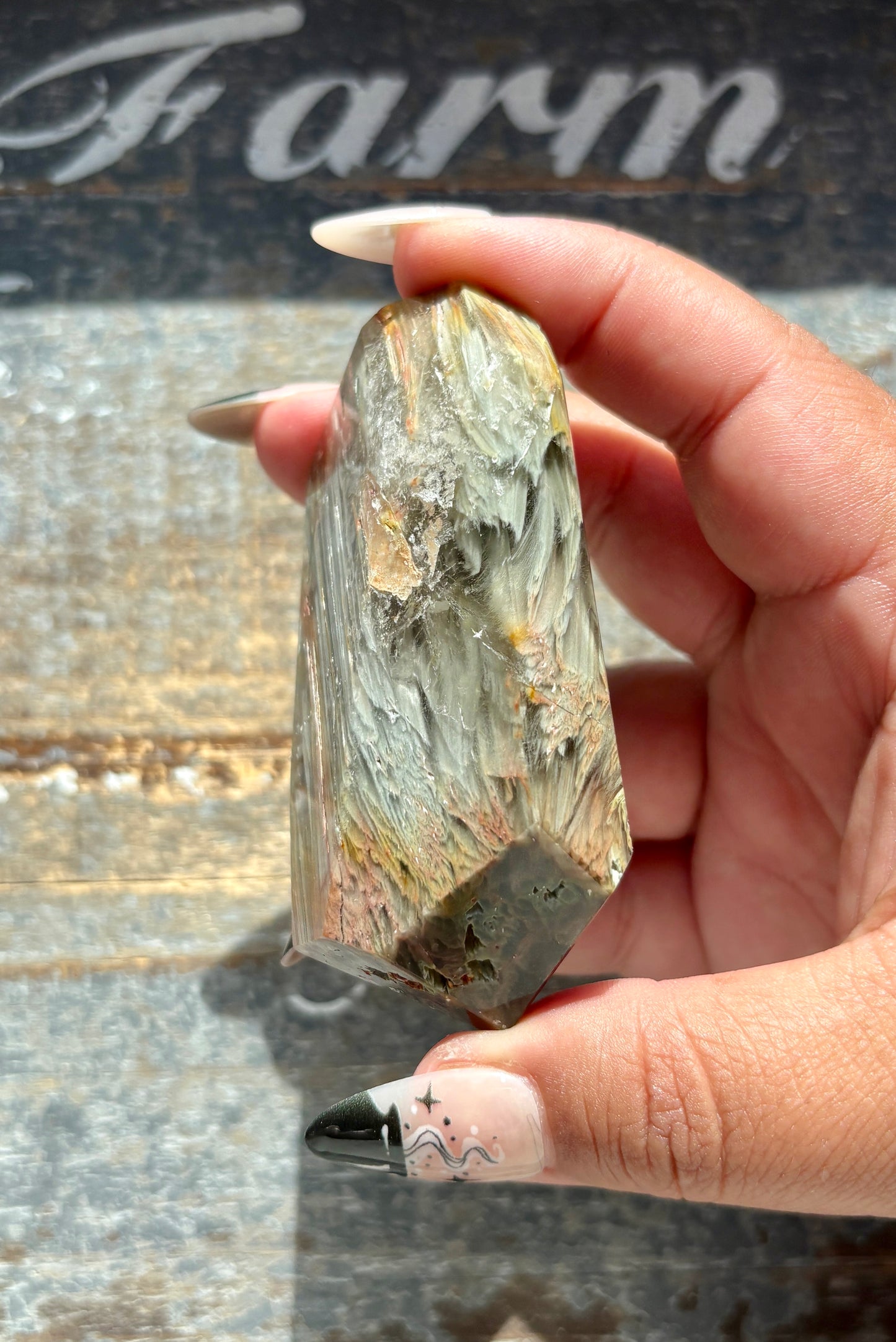 Gorgeous High Quality Amphibole Quartz Polished Freeform from Brazil