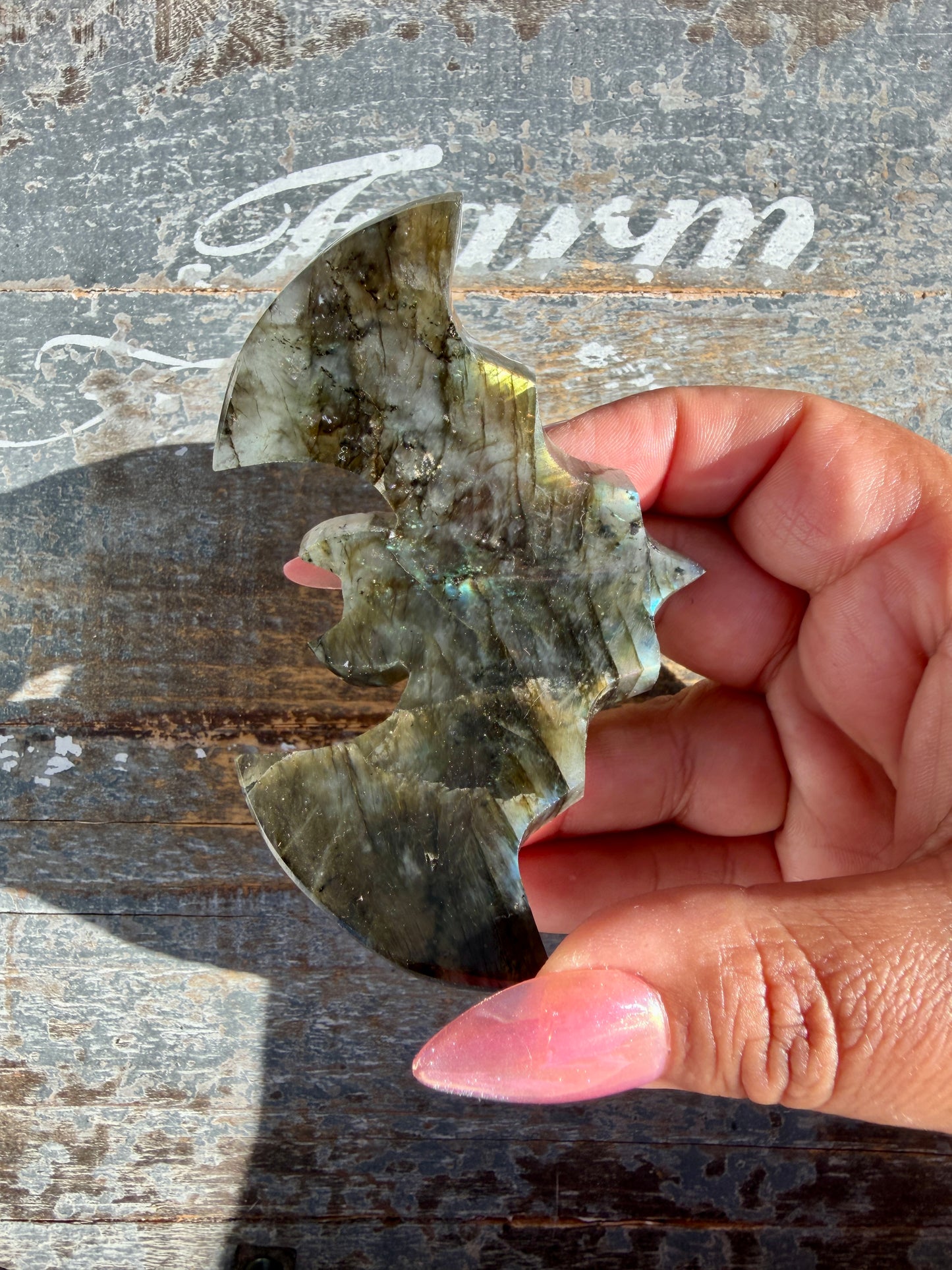 Flashy Labradorite Bat from Madagascar | Opt H